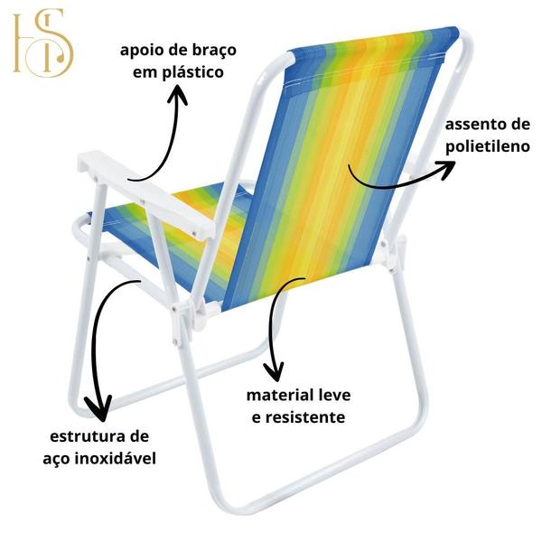 Imagem de Cadeira Para Praia dobrável alta Aço com apoio de braço Mor