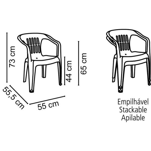 Imagem de Cadeira plastica monobloco com bracos atalaia branca