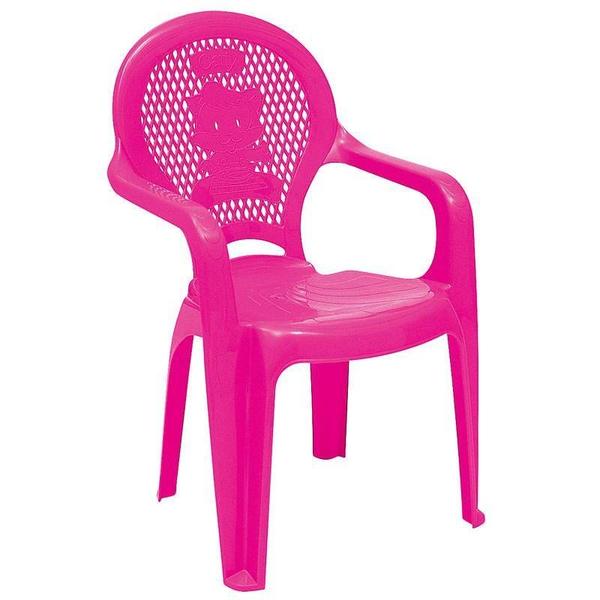 Imagem de Cadeira plastica monobloco com bracos infantil estampada catty rosa