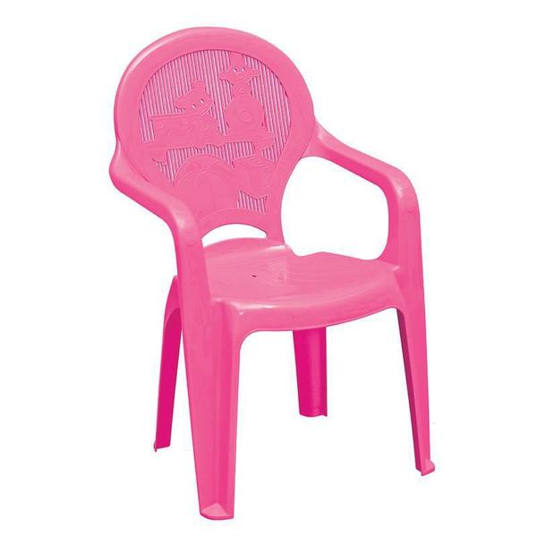 Imagem de Cadeira plastica monobloco com bracos infantil estampada catty rosa