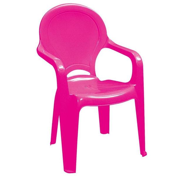 Imagem de Cadeira plastica monobloco com bracos infantil tiquetaque rosa