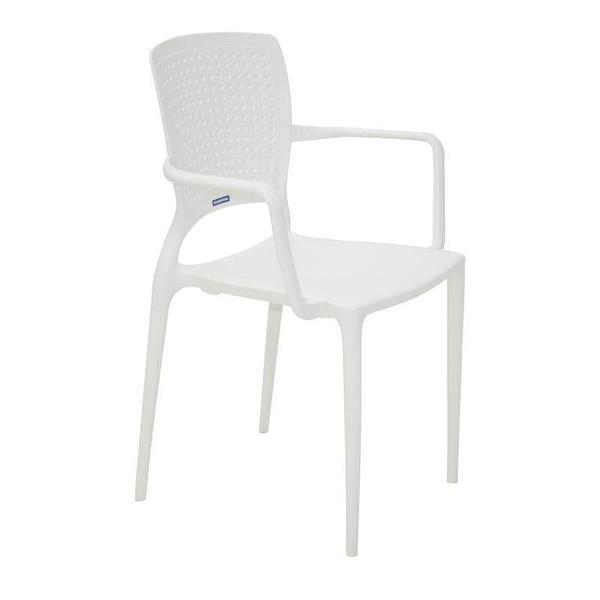 Imagem de Cadeira plastica monobloco com bracos safira branca