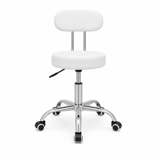 Cadeira Pop Mocho Giratória Evolux Branca Encosto Rodízios 110kg Estética Cadeira Pop Mocho Giratória Evolux Branca Encosto Rodízios 110kg Estética
