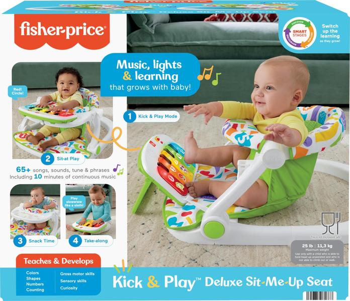 Imagem de Cadeira portátil Fisher-Price Deluxe Kick & Play com brinquedo de piano