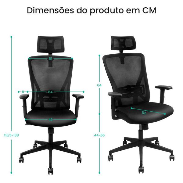 Imagem de Cadeira Presidente Giratória Ergonômica Reclinável 3 Posições Gamer ERGO I Crivelo