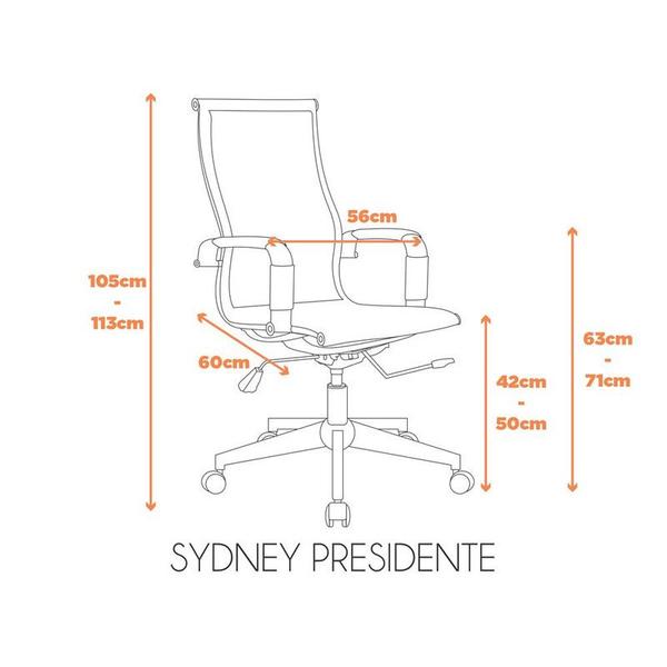 Imagem de Cadeira Presidente Sydney Preto Aço 113x56x60cm Fratini