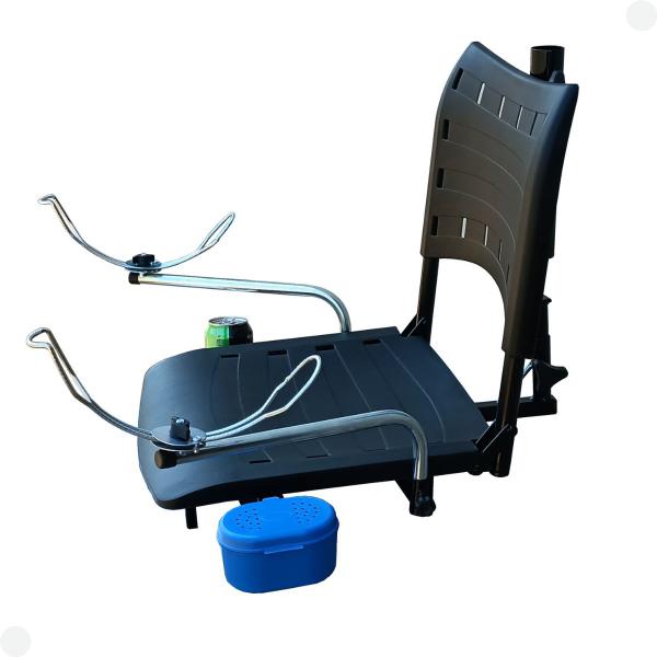 Cadeira pvc preta para barco gira360 dobrável com acessórios - Riomar Equipesca Imagem de Cadeira pvc preta para barco gira360 dobrável com acessórios