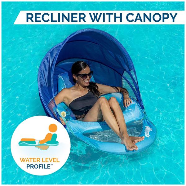 Imagem de Cadeira reclinável Pool Float SwimWays Spring Float Canopy azul