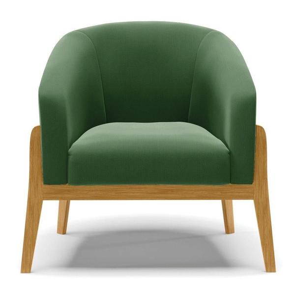 Imagem de Cadeira Sala De Jantar Base De Madeira Stella Suede D03 - D'rossi Cor Verde