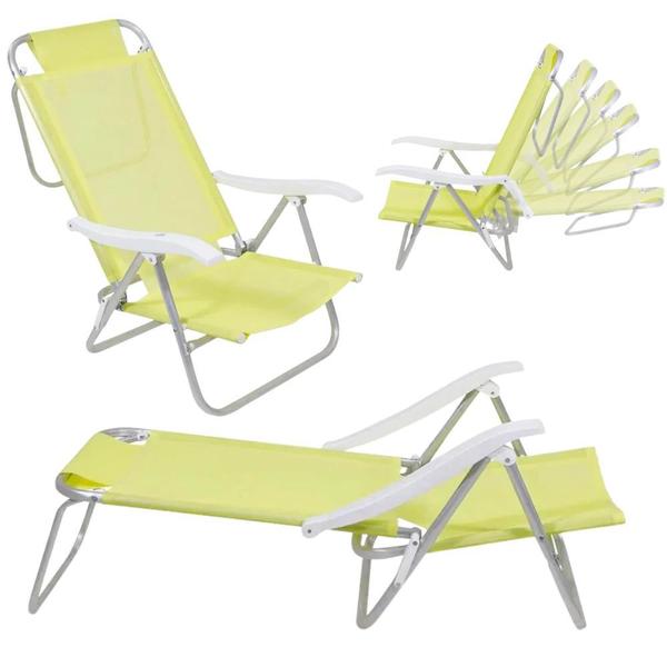 Imagem de Cadeira Sunny Dobravel de Praia Camping 6 Posicoes Amarelo  Bel 