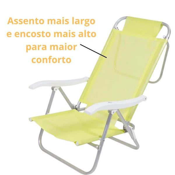 Imagem de Cadeira Sunny Dobravel de Praia Camping 6 Posicoes Amarelo  Bel 