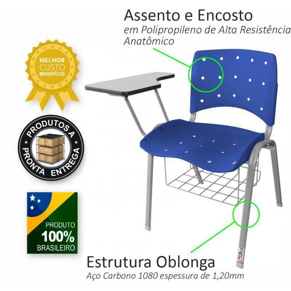 Imagem de Cadeira Universitária Plástica Amarela Anatômica Com Porta Livros Base Prata 10 Unidades