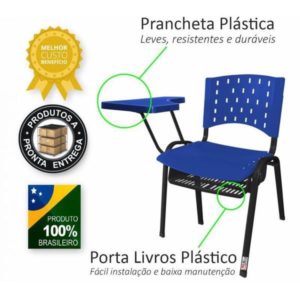 Imagem de Cadeira Universitária Plástica Amarela com Porta Livros Plástico Prancheta Plástica - ULTRA Móveis