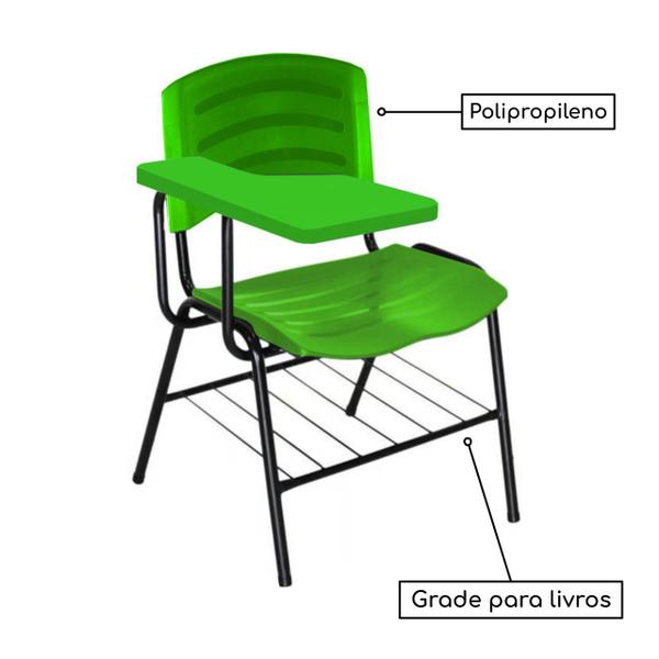 Imagem de Cadeira Universitária Plástica com Prancheta PLÁSTICA - COR VERDE - POLLO MÓVEIS - 34024