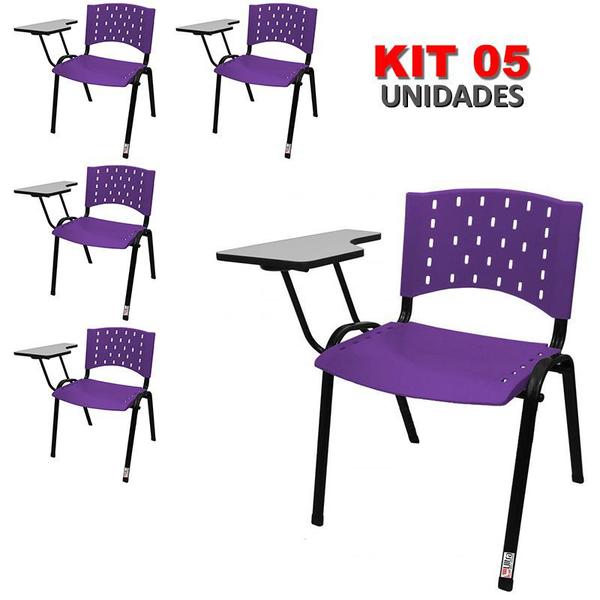 Imagem de Cadeira Universitária Plástica Roxo 5 Unidades - ULTRA Móveis
