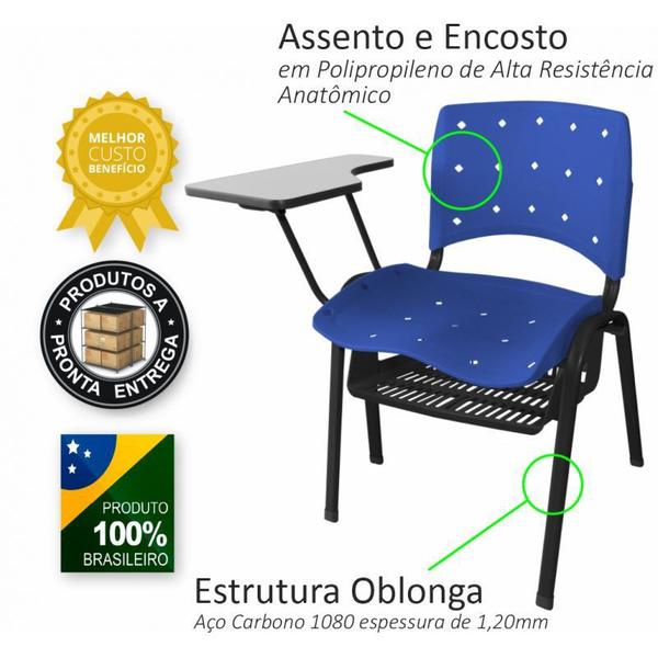 Imagem de Cadeira Universitária Plástica Verde Anatômica Com Porta Livros 5 Unidades - ULTRA Móveis