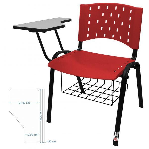 Imagem de Cadeira Universitária Plástica Vermelha Com Porta Livros 5 Unidades - ULTRA Móveis