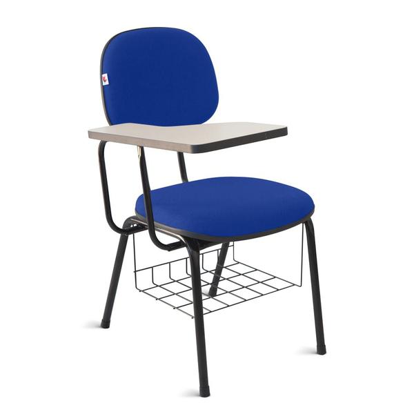 Imagem de Cadeira Universitária Secretária Tecido Azul Com Preto