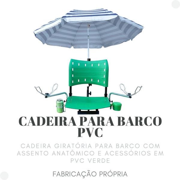 Imagem de Cadeira verde para barco giratória dobrável com acessórios