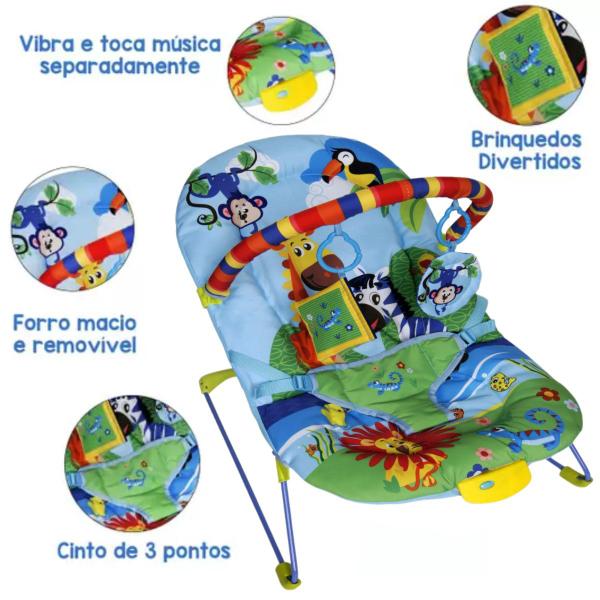 Imagem de Cadeira Vibratória Azul Musical Bebê Descanso + Kit Manicure