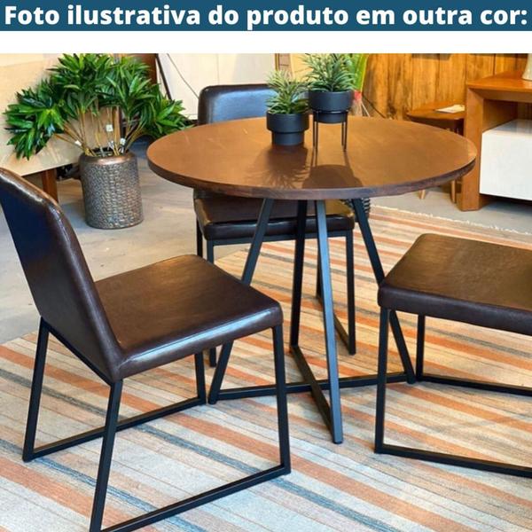 Imagem de Cadeira Yanka Daf Móveis Multilaminada Revestida Espuma D28 Linho Azul Claro Base Aço Carbono Preto