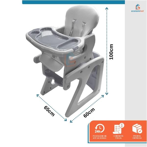 Imagem de Cadeirão 2 Em 1 mesinha e alimentação vira mesinha desmontavel alta com porta copo infantil papinha restaurante comida almoço bandeja removivel