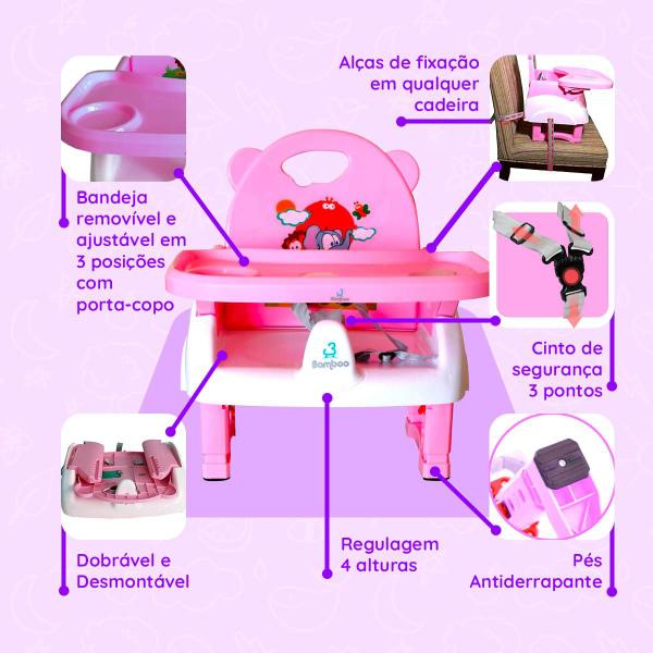 Imagem de Cadeirinha Alimentação Refeição Bebe Portátil Dobrável Compacta Baixa Infantil