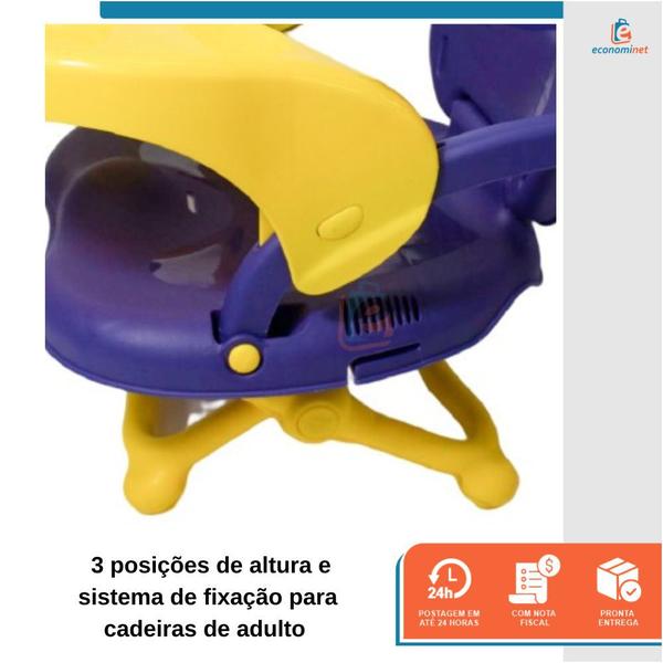 Imagem de Cadeirinha Assento Booster Bebê Cadeira de Refeição Alimentacão 6 a 36 Meses Até 15 Kg Ajuste Altura De Mesa Dobravel Compacta Com Bandeja