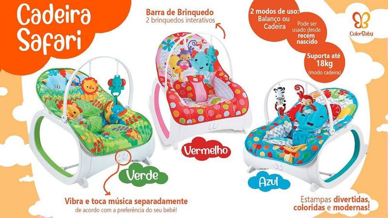 Cadeirinha Balanço Musical Vermelho e Naninha Elefante Bebês - Color Baby Imagem de Cadeirinha Balanço Musical Vermelho e Naninha Elefante Bebês
