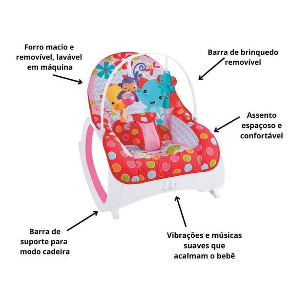 Cadeirinha Balanço Musical Vermelho e Naninha Elefante Bebês - Color Baby Imagem de Cadeirinha Balanço Musical Vermelho e Naninha Elefante Bebês