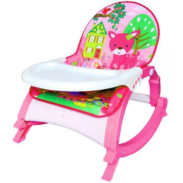 Imagem de Cadeirinha bebê descanso vibratória balanço rosa e babador silicone