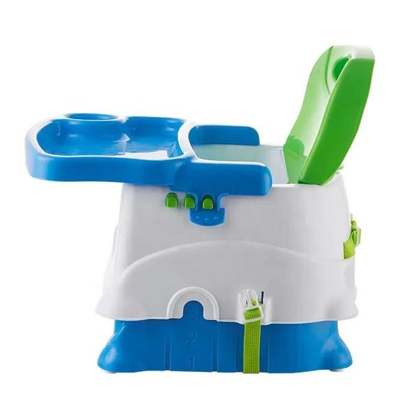 Imagem de Cadeirinha Booster de Alimentação Infantil Azul e Verde com 3 Posições de Altura até 15Kg Multmaxx