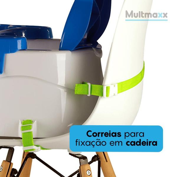 Imagem de Cadeirinha Booster de Refeição Portátil para Bebê Ursinho até 15Kg Azul Multmaxx