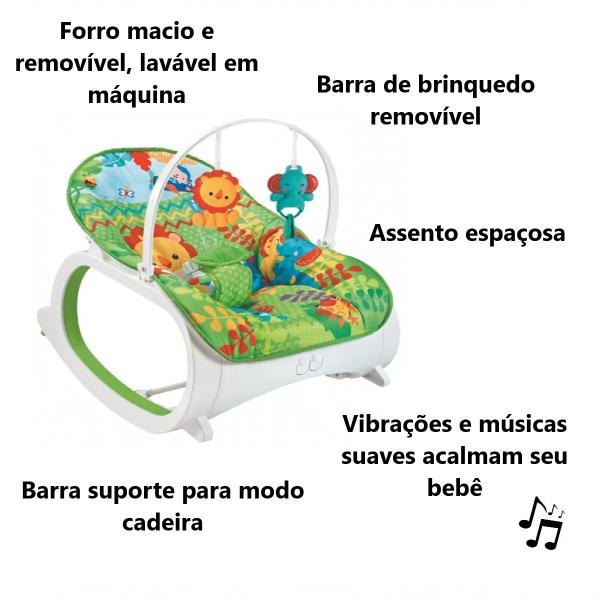 Imagem de Cadeirinha de Balanço Musical Verde e Naninha Urso P/ Bebês