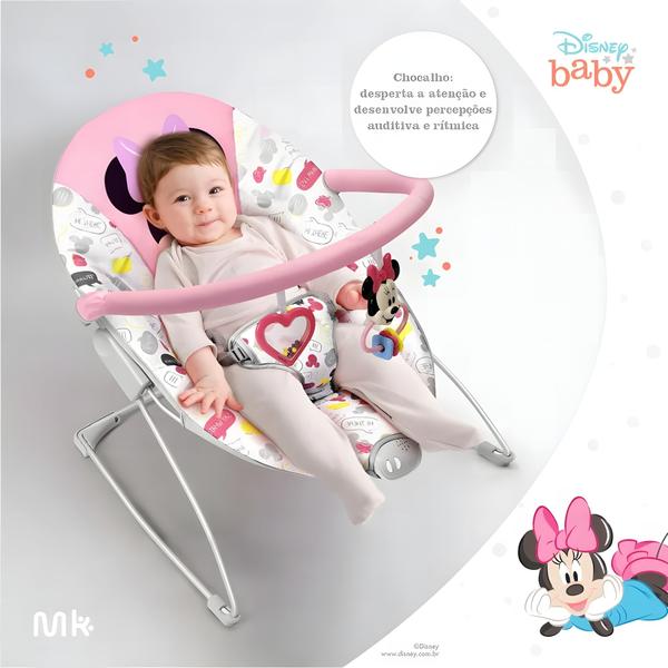 Imagem de Cadeirinha De Bebê Descanso Infantil Rosa Minnie Softy Vibratória Musical - Multikids