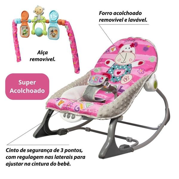 Imagem de Cadeirinha Descanso Bebe Musical Balanço Vibratória Mobile Rosa