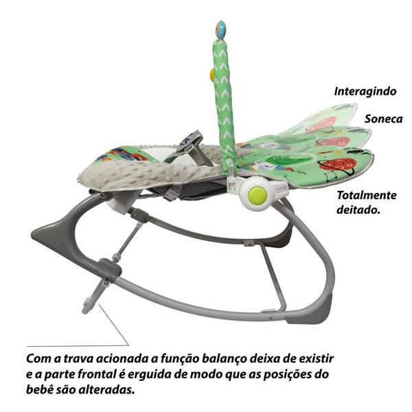 Imagem de Cadeirinha Descanso Bebe Musical Balanço Vibratória Mobile Verde