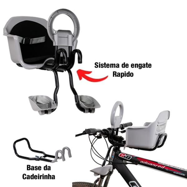 Imagem de Cadeirinha dianteira flexbike para bicicleta 29 para carregar crianca cinza