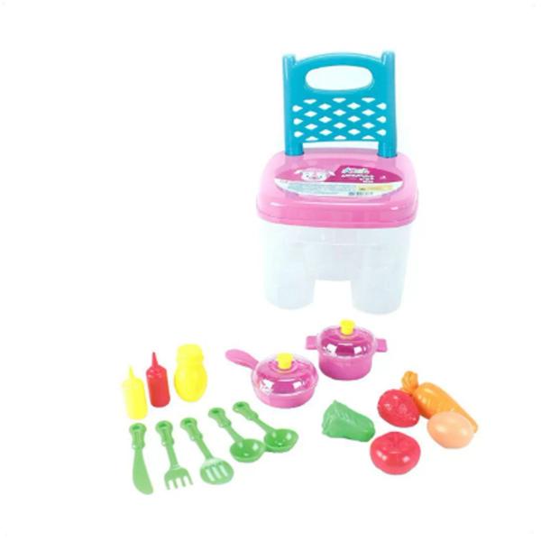 Imagem de Cadeirinha Divertida Cadeira Com Kit Cozinha 15 Peças