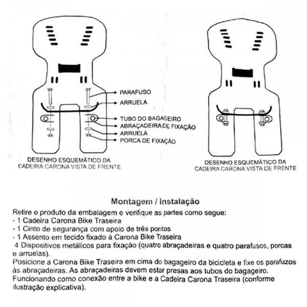 Imagem de Cadeirinha Infantil Carros Traseira Carona Bike - Styll