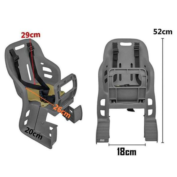 Imagem de Cadeirinha infantil para bike traseira cinza importada reforcada - js-080