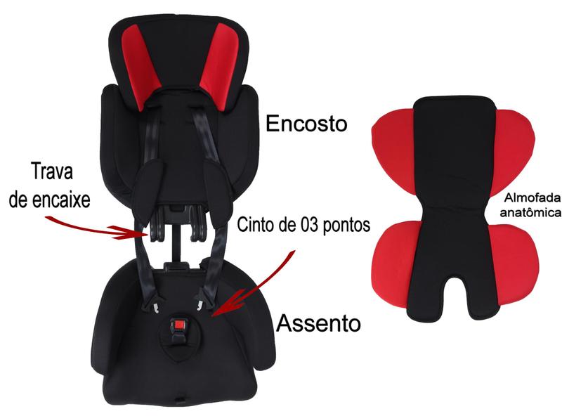 Imagem de Cadeirinha Para Carro Assento Elevaçao Infantil Criança Bebê Vermelha 9 a 36 kg