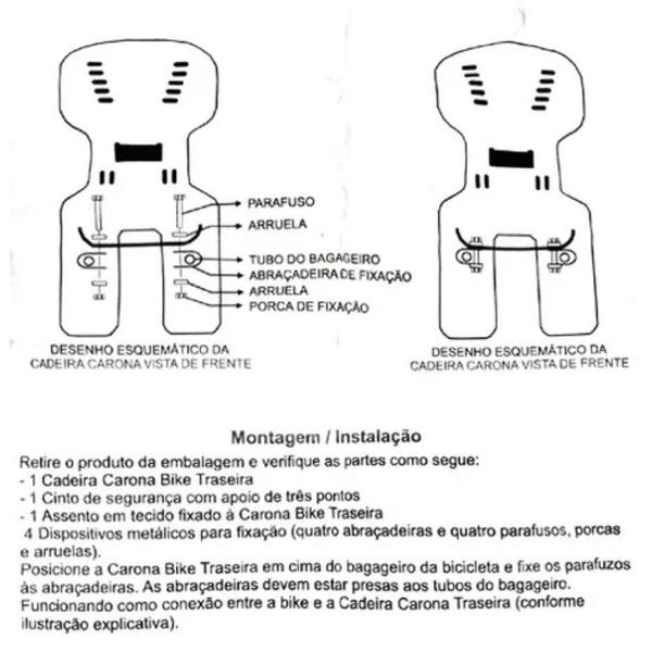 Imagem de Cadeirinha Styll Traseira Garupa Infantil Bicicleta Preto