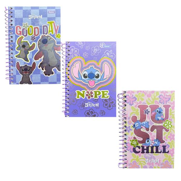 Caderneta Espiral Capa Dura 1/8 96F Stitch Foroni Escolar Imagem de Caderneta Espiral Capa Dura 1/8 96F Stitch Foroni Escolar