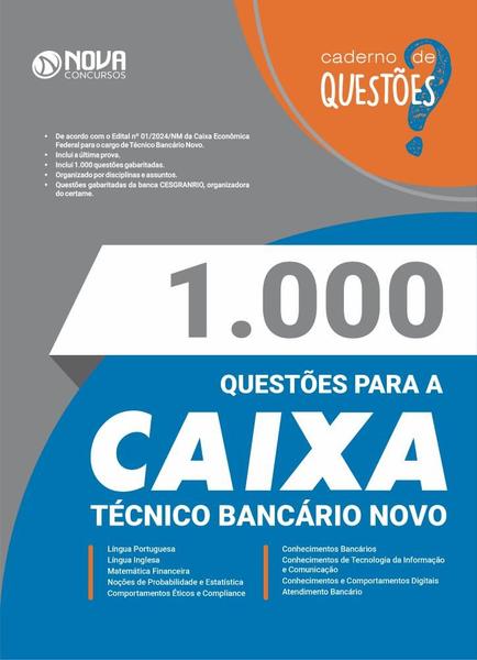 Imagem de Caderno 1.000 Questões Gabaritadas para a CAIXA - Técnico Bancário Novo