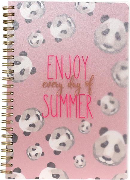 Imagem de Caderno A5 Espiral com Capa Pp Coleção Bloom - Enjoy Every Day of Summer - Panda + Pink Miolo. Bee Unique