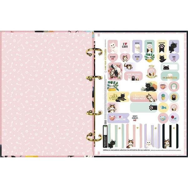 Imagem de Caderno Argolado Cartonado Colegial - Purrfect Cats - 160 Folhas - Tilibra