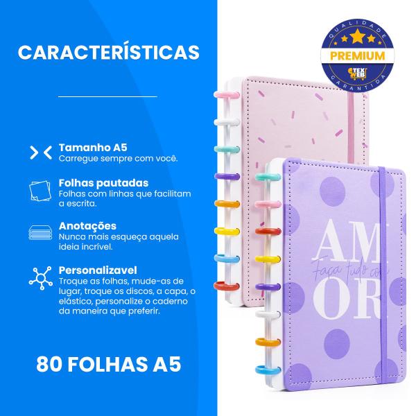 Imagem de Caderno Argolado De Discos Inteligente Tamanho A5 Pautado