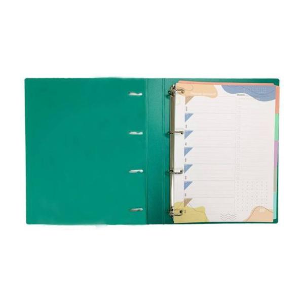 Imagem de Caderno Argolado Verde Jade Fichário Yes A4 Colegial com 96 Folhas 5 Divisórias Universitário Tom Pastel