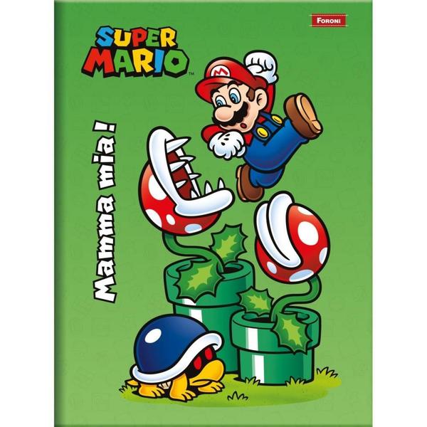 Imagem de Caderno Brochura 1/4 Capa Dura Super Mario BROS 80 Folhas - Pacote com 10 Unidades